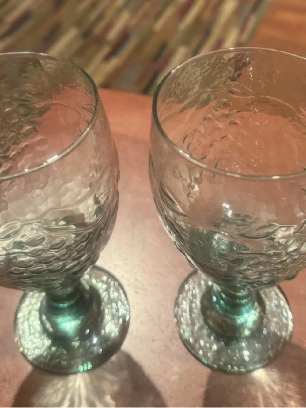 Libbey Set of  3 Orchard Fruit Spanish Green Pedestal Goblets Late 90's